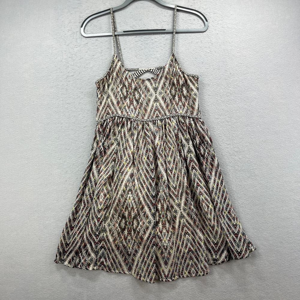 Free People Mini Dress Women Small Petite Multicolor Geometric Boho Strappy Back